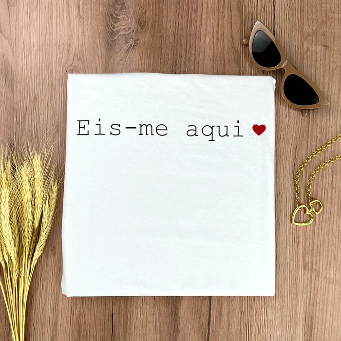 Camiseta Feminina Branca Eis-me aqui