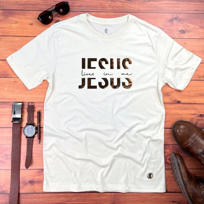 Camiseta Masculina Off White Jesus Lives In Me