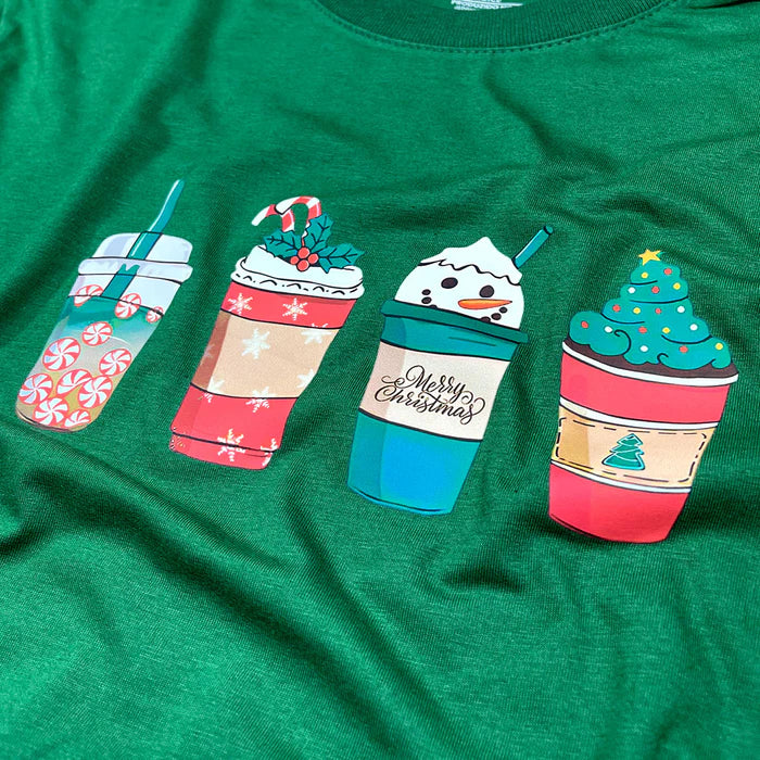 T-Shirt Infantil Verde Copos De Natal