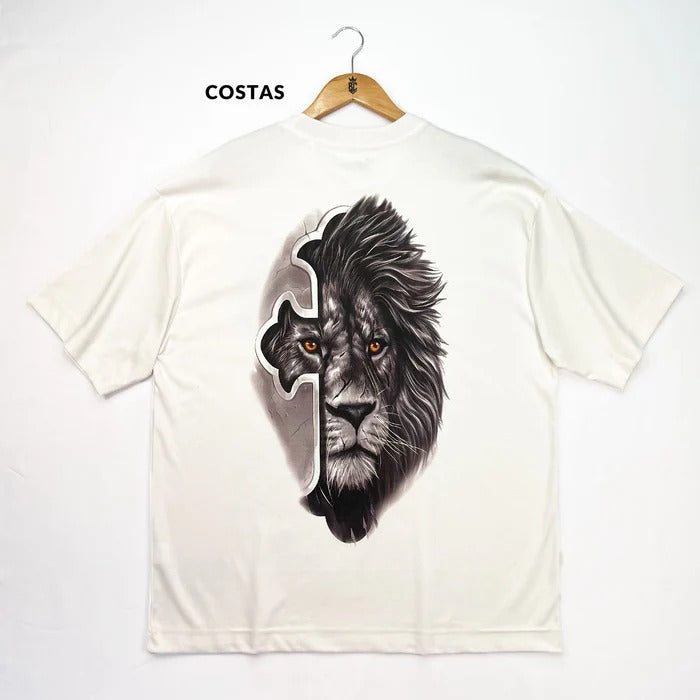 Oversized Off White Full Leão Cruz Cinza