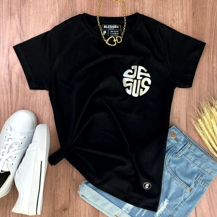 Camiseta Feminina Preta JESUS