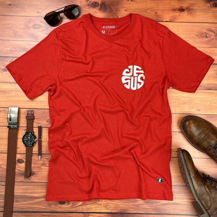 Camiseta Masculina Vermelha Jesus