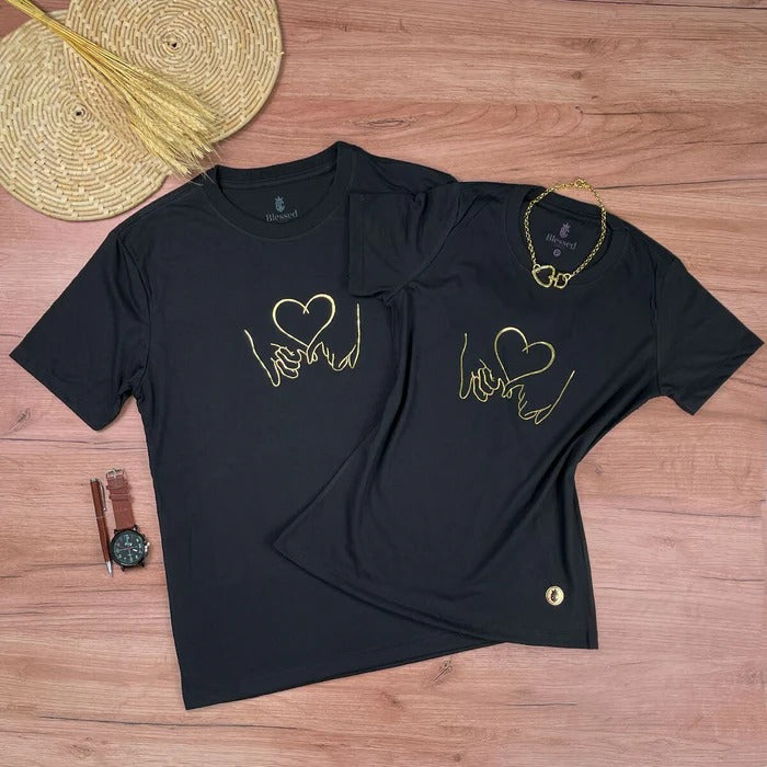 Kit Namorados Preta Mãos Coração