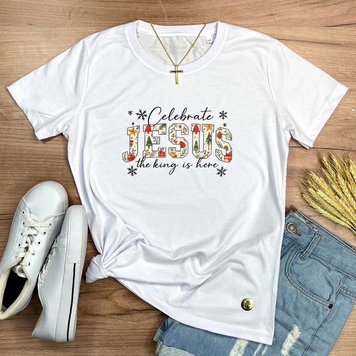Camiseta Feminina Branca Celebrate Jesus