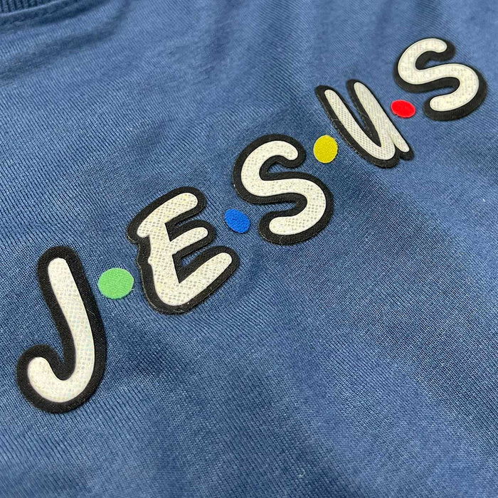T-Shirt Infantil Azul Aplique J.E.S.U.S