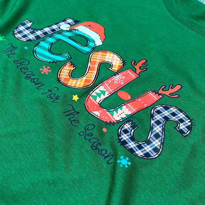Camiseta Feminina Verde Jesus The Reason For The Season