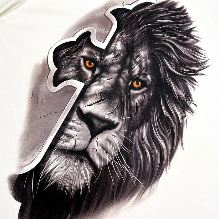 Oversized Off White Full Leão Cruz Cinza