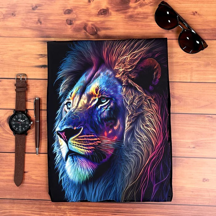 Camiseta Masculina Preta Leão Azul