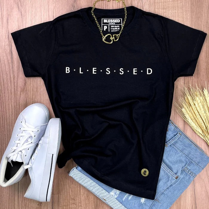 Camiseta Feminina Preta B.L.E.S.S.E.D